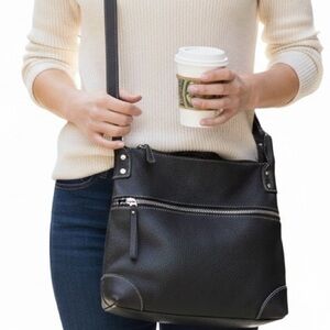 Fossil Black Leather Crossbody Women Bag